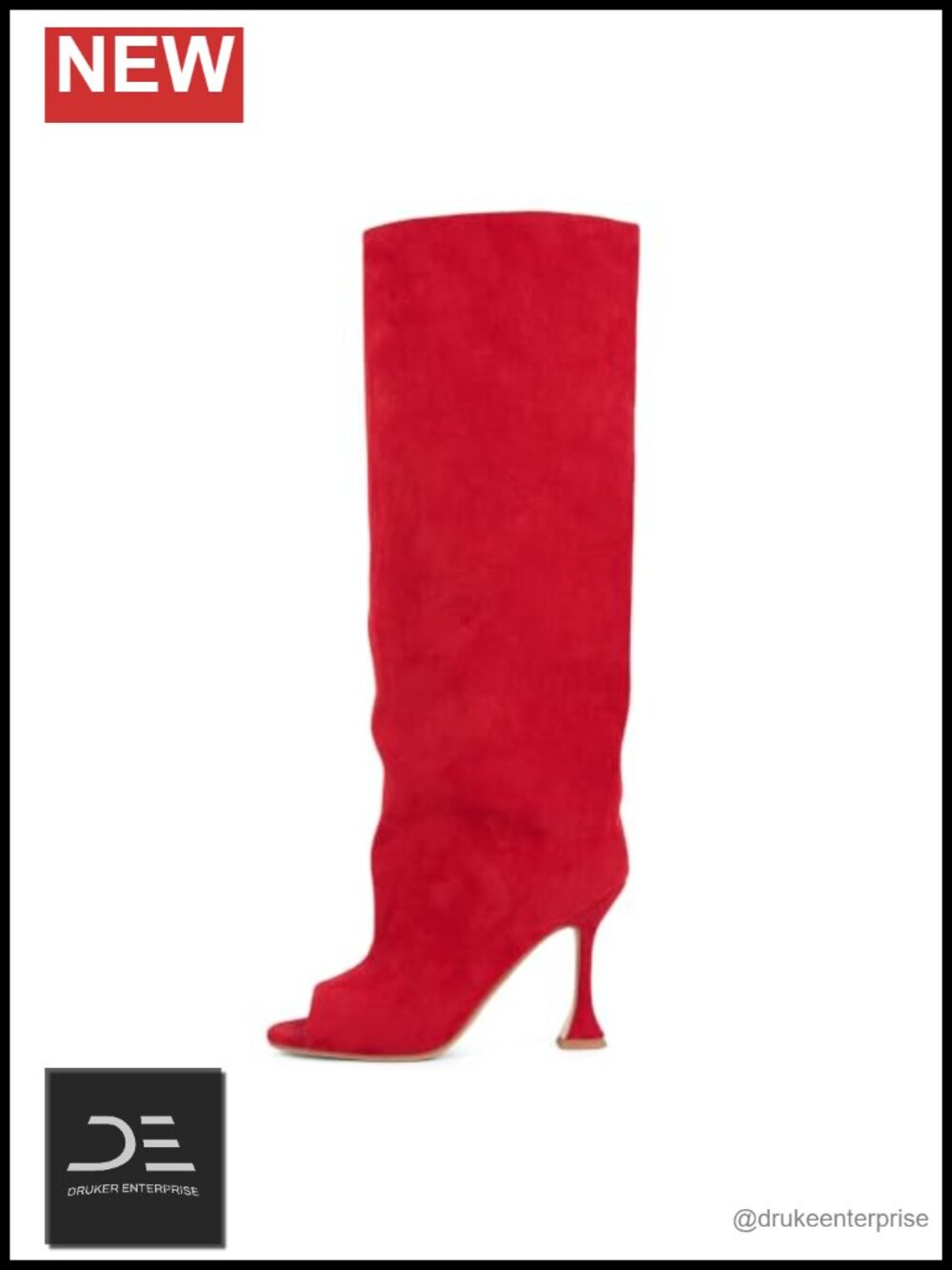 Suede Knee High Boots with Kitten Heels Peep Toe - Modern